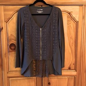 RXB Hi Low Zip Up Top Size Large NWOT